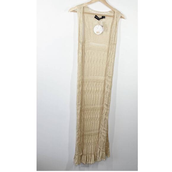 LF House of Three Cream Tan Duster Cardigan Women's Size Small/Medium S/M NWT - Picture 10 of 10